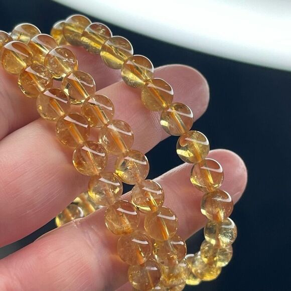 Citrine beaded stretch bracelet ONE NEW reiki meditation crystal healing 7mm - Picture 6 of 9